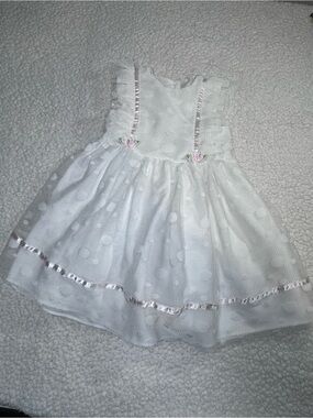 Pippa & Julie White Dress with Pink Satin Label